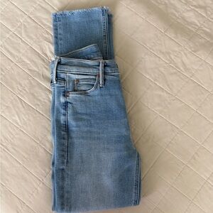 MOTHER Light Blue Dazzler Mid-Rise Ankle-Fray Jeans